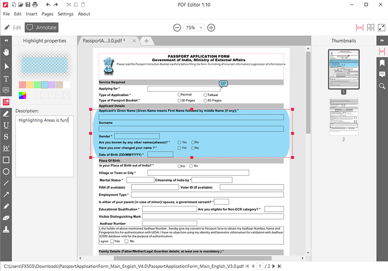 Icecream PDF Editor Highlighting Tool
