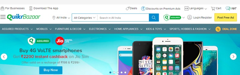 Jio Now Gives Rs. 2,200 Cashback on 4G Phones Bought On Quikr Bazaar