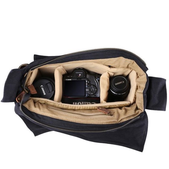 Kattee leather canvas camera bag hot sale