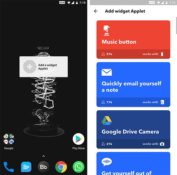 Android Widgets IFTTT