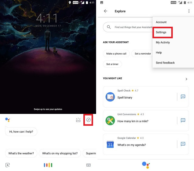 How to Turn Off Google Assistant explore button settings screenshot