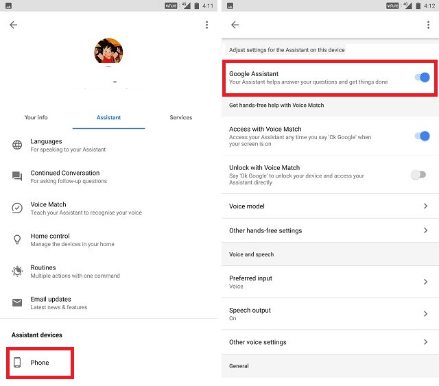 How to Turn Off Google Assistant turning off the toggle screenshot