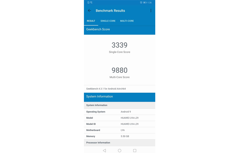 Mate 20 Pro geekbench results