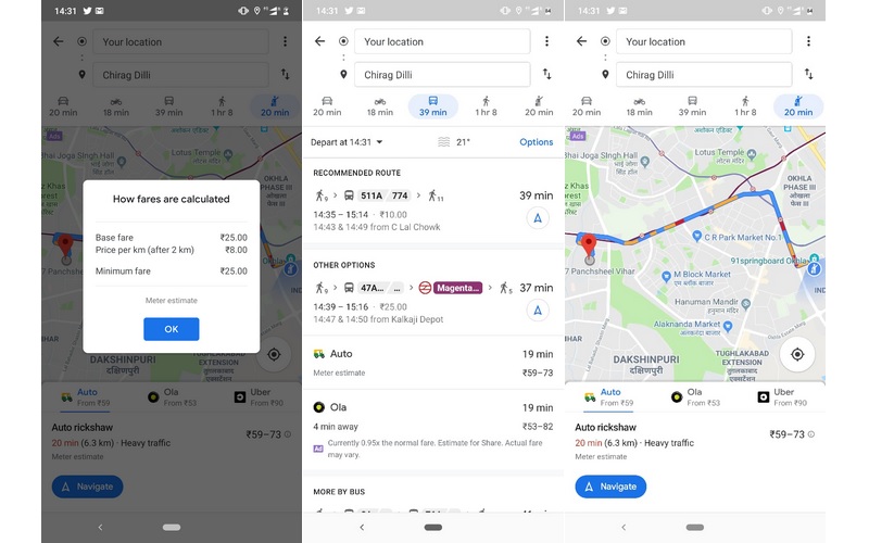 Google Maps for Android Adds Auto Rickshaw as New Transport Mode