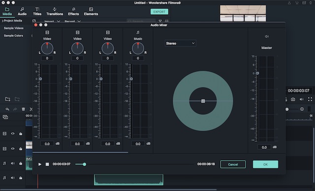 filmora9 audio mixer