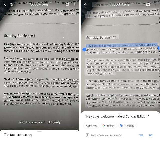 google lens copy text from real world feature screenshot