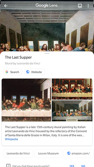 google lens identify paintings objects