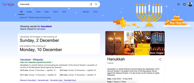 hannukah and christmas google search