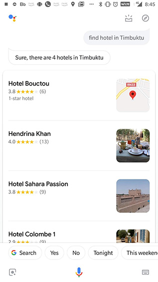 ok google find hotels in a place