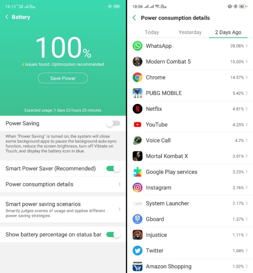 oppo R17 Pro battery consumption