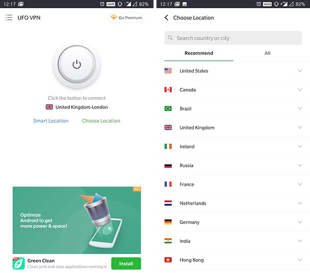 ufo vpn app interface image