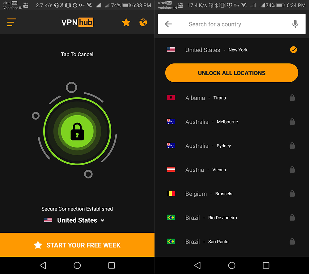 vpnhub screenshot