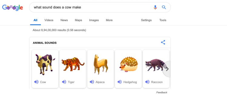 google search - what sound does a cow make