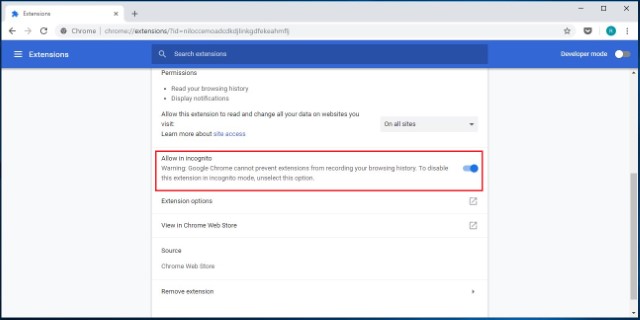 2. Allow Extensions in Incognito 2