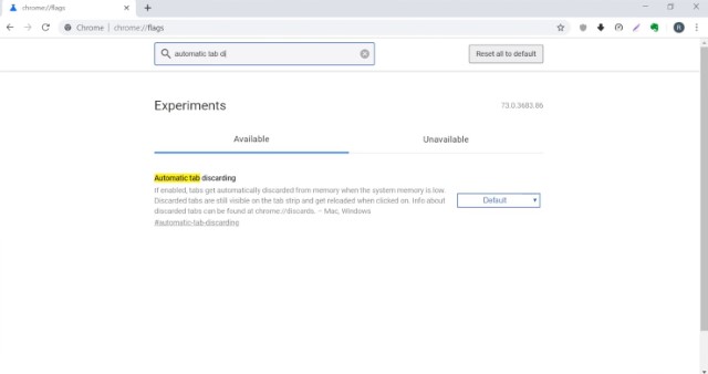 chrome disable automatic tab discarding
