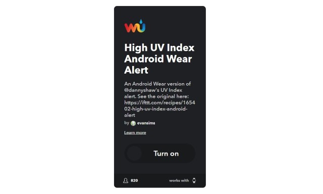 2. High UV Index Android Wear Alert