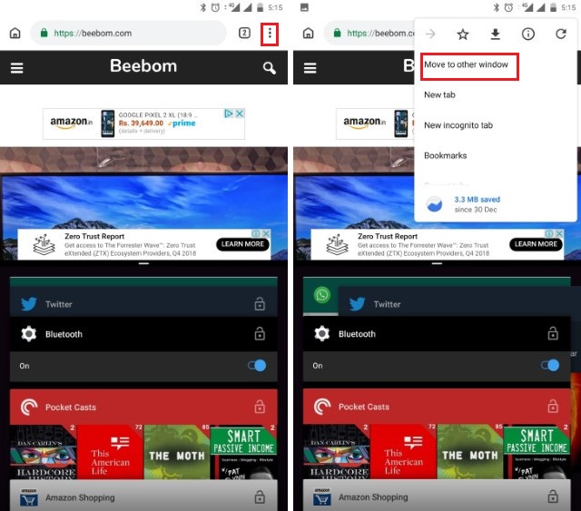 2. View Two Chrome Tabs At Once on Mobile 1