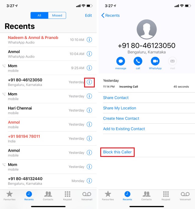 6. Blocking individual numbers on iPhone