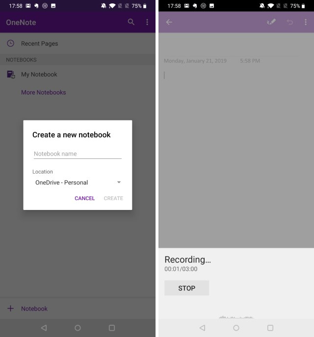 soundnote onenote record while you type