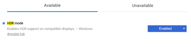 Google Chrome HDR Mode