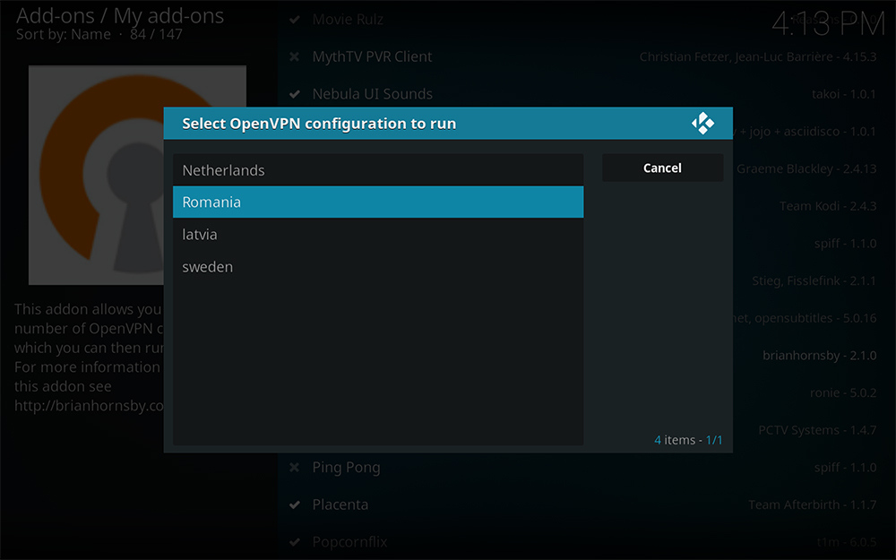 Kodi add-ons add-on-add-on-add-on openvpn vpn