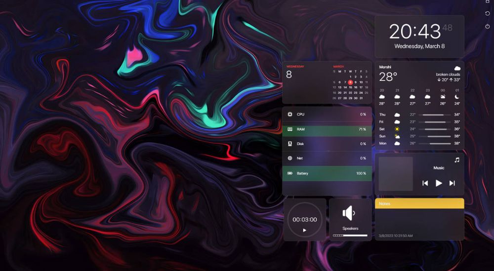 MacOS Monterey Rainmeter skin with widgets