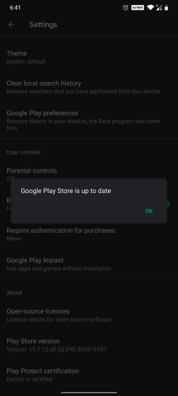 Manually update Google Play Store