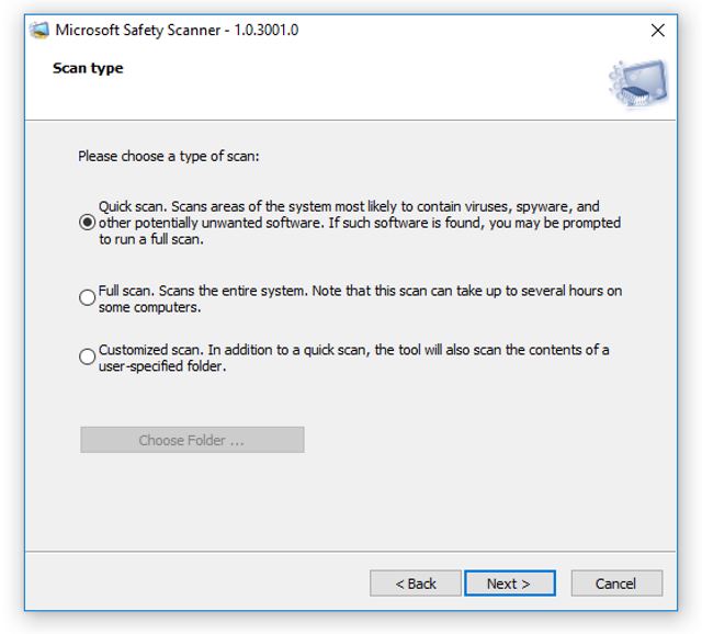 how to run microsoft safety scanner