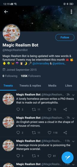 6. @MagicRealismBot