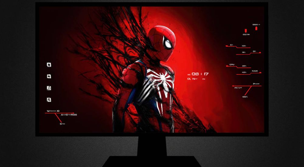 Spiderman 2 theme for rainmeter with black and red accents