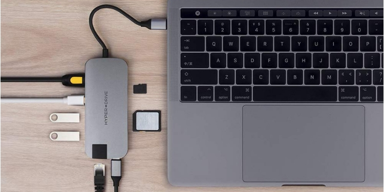 HyperDrive USB C Hub with 8 ports