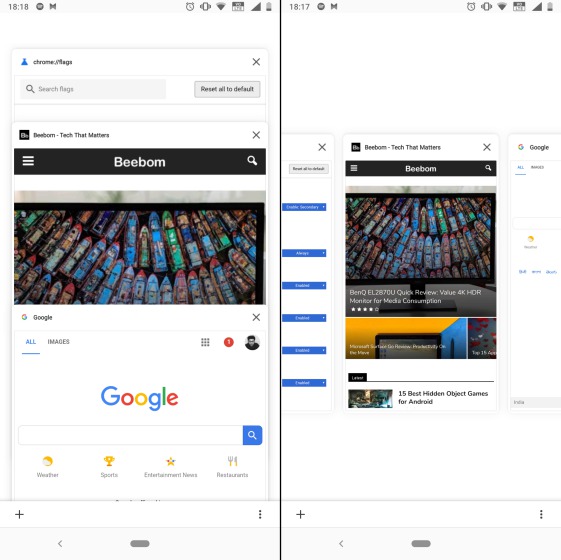 horizontal tab switcher Google Chrome