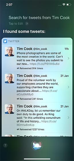 Siri Tricks for iOS 12 and macOS Mojave twitter