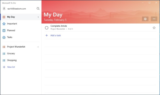 3. Microsoft To-do - Official wunderlist alternatives