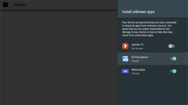 allow install unknown apps android tv