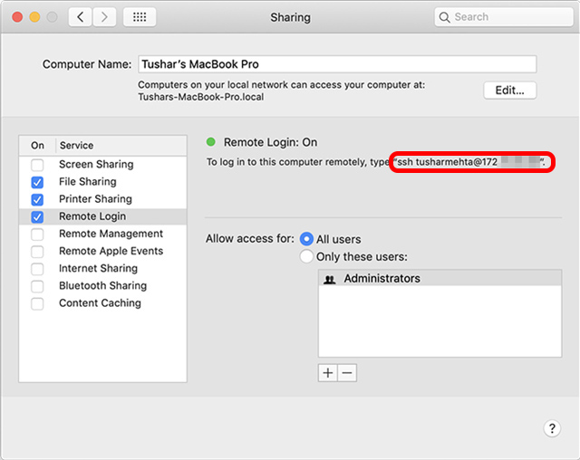 enable sharing all users mac