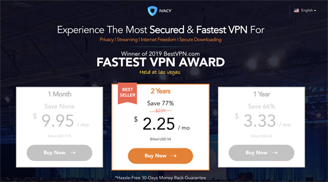 screenshot showing ivacy vpn pricing plans