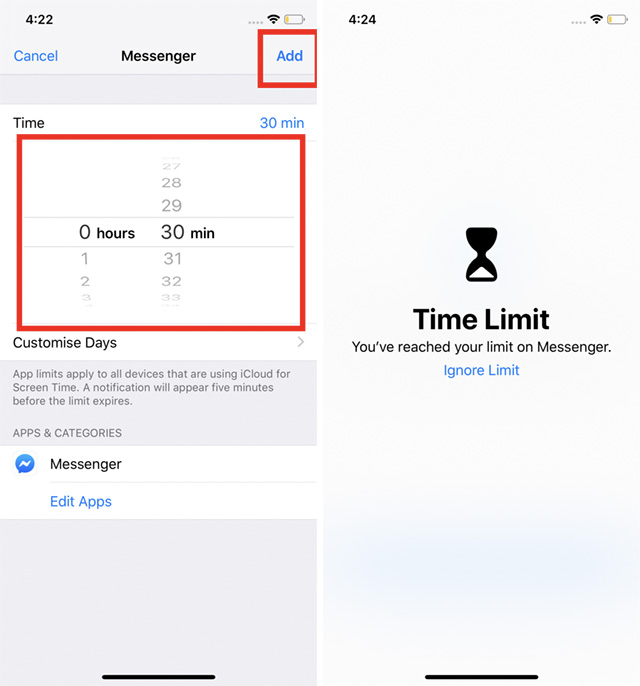 limit facebook messenger screen time step 3 image