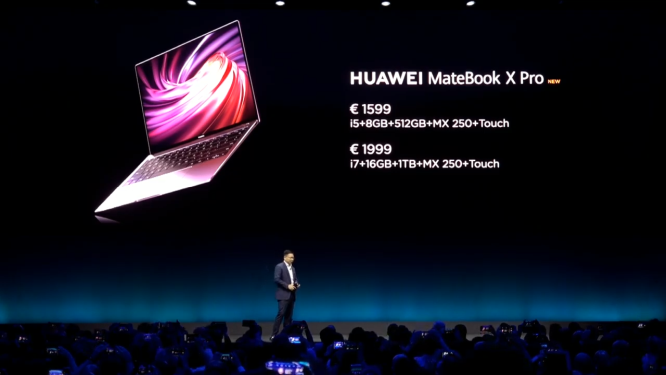 Huawei Upgrades MateBook X Pro for 2019 with Latest Intel CPUs, Nvidia MX250 GPU
