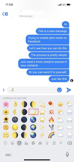 1. dark mode fb Messenger