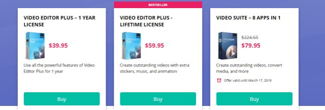 Movavi video editor pricing