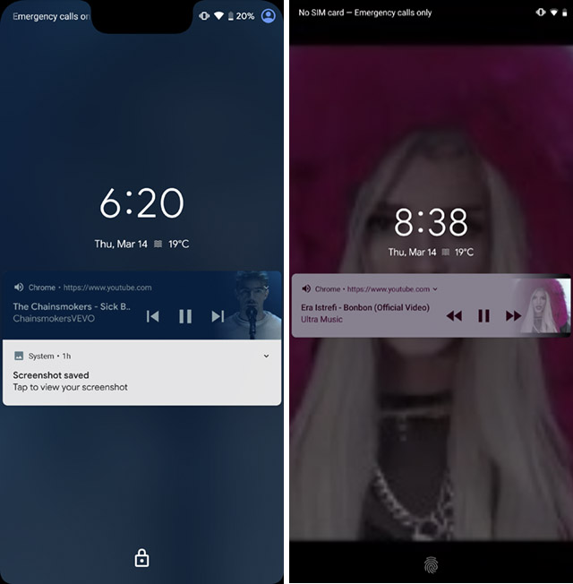 android q vs android pie lock screen blur