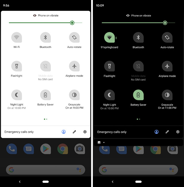 dark mode from quick settings android q