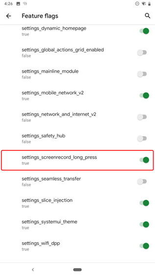 screenshot long press enable to record