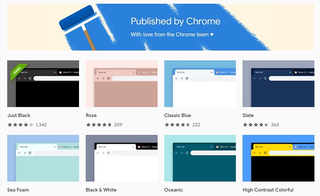 1. Themes Published by the Chrome Team