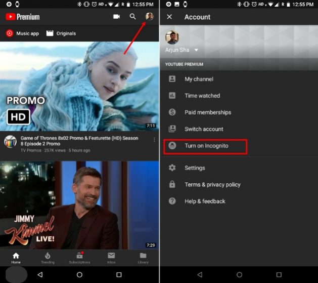 How to Use Incognito Mode in the YouTube App | Beebom