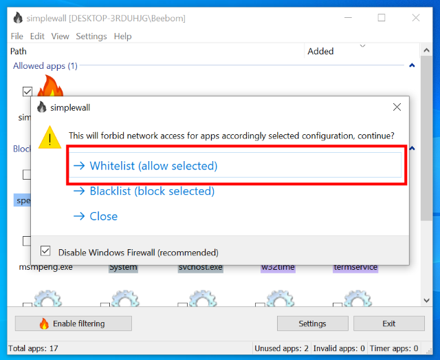 3. Prevent Windows Updates with SimpleWall