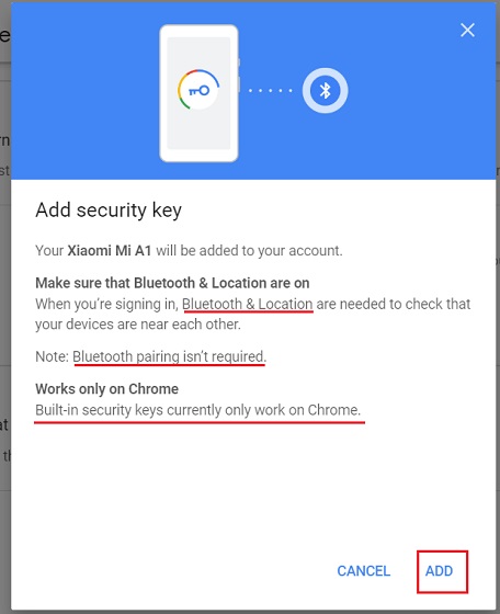 Add Android Device as Security Key to your Google Account 4