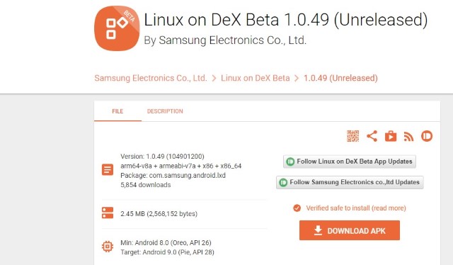 Apk mirror linux on Dex beta