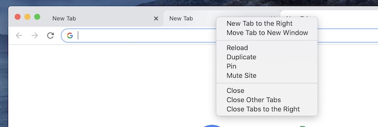 Chrome right-click menu